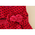 chica de moda invierno rojo vestido de navidad polk dot chica invierno vestido con sombrero